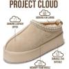 imageProject Cloud 100 Genuine Leather Platform Slippers for Women  Soft Memory Foam Womens Slippers ampamp Supportive Clogs for Women 2025  Cozy Stylish Everyday Footwear SayreSand Suede