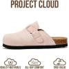 imageProject Cloud Clogs for Kids  Genuine Leather Kids Clogs with Cork Footbed Arch Support  NonSlip Slippers ampamp Sandals for Boys ampamp Girls FootwearLight Pink Suede