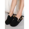imageProject Cloud Clogs for Kids  Genuine Leather Kids Clogs with Cork Footbed Arch Support  NonSlip Slippers ampamp Sandals for Boys ampamp Girls FootwearBlack Suede With Back Strap