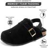 imageProject Cloud Clogs for Kids  Genuine Leather Kids Clogs with Cork Footbed Arch Support  NonSlip Slippers ampamp Sandals for Boys ampamp Girls FootwearBlack Fur Lined
