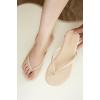 imageProject Cloud Flip Flops for Women  Memory Foam Flats Summer Sandals for Women 2025  Vegan Leather Lightweight Womens Sandals Summer Beach Essentials SlidesBeige