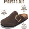 imageProject Cloud Genuine Leather Clogs for Women Shoes  Memory Foam Insole NonSlip ampamp Natural Cork Footbed Arch Support Big Buckle Womens Clogs and Mules for Women Footwear ManchesterChoco Brown Suede