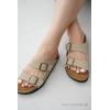 imageProject Cloud Genuine Leather Flat Sandals Women 2025 Beach Essentials Womens Sandals Memory Foam Vacation Essentials Slides for Women Footwear VenitaBeige