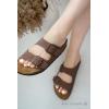 imageProject Cloud Genuine Leather Flat Sandals Women 2025 Beach Essentials Womens Sandals Memory Foam Vacation Essentials Slides for Women Footwear VenitaTan