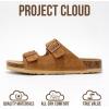 imageProject Cloud Genuine Leather Flat Sandals Women 2025 Beach Essentials Womens Sandals Memory Foam Vacation Essentials Slides for Women Footwear VenitaCamel