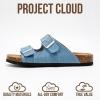 imageProject Cloud Genuine Leather Flat Sandals Women 2025 Beach Essentials Womens Sandals Memory Foam Vacation Essentials Slides for Women Footwear VenitaDenim
