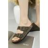 imageProject Cloud Genuine Leather Flat Sandals Women 2025 Beach Essentials Womens Sandals Memory Foam Vacation Essentials Slides for Women Footwear VenitaOlive Suede