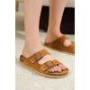 imageProject Cloud Genuine Leather Flat Sandals Women 2025 Beach Essentials Womens Sandals Memory Foam Vacation Essentials Slides for Women Footwear VenitaCamel
