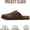 imageProject Cloud Genuine Leather Footbed Clogs for Women  Memory Foam Arch Support Slippers for Women  Trendy Slipons Womens Mules ampamp Clogs Sandals BentonBrown Distressed
