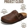 imageProject Cloud Genuine Leather Footbed Clogs for Women  Memory Foam Arch Support Slippers for Women  Trendy Slipons Womens Mules ampamp Clogs Sandals BentonBrown Distressed