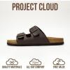 imageProject Cloud Genuine Leather Mens Sandals with Memory Foam Natural Cork Footbed Slides for Men Footwear  NonSlip DoubleStrap Buckle Summer Sandals ArizonaBrown Leather
