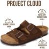 imageProject Cloud Genuine Leather Mens Sandals with Memory Foam Natural Cork Footbed Slides for Men Footwear  NonSlip DoubleStrap Buckle Summer Sandals ArizonaChoco Suede