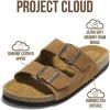 imageProject Cloud Genuine Leather Mens Sandals with Memory Foam Natural Cork Footbed Slides for Men Footwear  NonSlip DoubleStrap Buckle Summer Sandals ArizonaTan