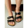imageProject Cloud Genuine Leather Mens Sandals with Memory Foam Natural Cork Footbed Slides for Men Footwear  NonSlip DoubleStrap Buckle Summer Sandals ArizonaBlack Leather