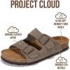 imageProject Cloud Genuine Leather Mens Sandals with Memory Foam Natural Cork Footbed Slides for Men Footwear  NonSlip DoubleStrap Buckle Summer Sandals ArizonaTaupe Suede