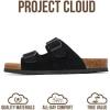 imageProject Cloud Genuine Leather Mens Sandals with Memory Foam Natural Cork Footbed Slides for Men Footwear  NonSlip DoubleStrap Buckle Summer Sandals ArizonaBlack