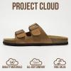 imageProject Cloud Genuine Leather Mens Sandals with Memory Foam Natural Cork Footbed Slides for Men Footwear  NonSlip DoubleStrap Buckle Summer Sandals ArizonaTan