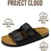 imageProject Cloud Genuine Leather Mens Sandals with Memory Foam Natural Cork Footbed Slides for Men Footwear  NonSlip DoubleStrap Buckle Summer Sandals ArizonaBlack Matte