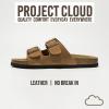 imageProject Cloud Genuine Leather Mens Sandals with Memory Foam Natural Cork Footbed Slides for Men Footwear  NonSlip DoubleStrap Buckle Summer Sandals ArizonaTan