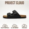imageProject Cloud Genuine Leather Mens Sandals with Memory Foam Natural Cork Footbed Slides for Men Footwear  NonSlip DoubleStrap Buckle Summer Sandals ArizonaBlack Leather