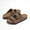 imageProject Cloud Genuine Leather Mens Sandals with Memory Foam Natural Cork Footbed Slides for Men Footwear  NonSlip DoubleStrap Buckle Summer Sandals ArizonaTaupe