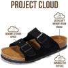 imageProject Cloud Genuine Leather Mens Sandals with Memory Foam Natural Cork Footbed Slides for Men Footwear  NonSlip DoubleStrap Buckle Summer Sandals ArizonaBlack