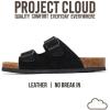 imageProject Cloud Genuine Leather Mens Sandals with Memory Foam Natural Cork Footbed Slides for Men Footwear  NonSlip DoubleStrap Buckle Summer Sandals ArizonaBlack