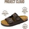 imageProject Cloud Genuine Leather Mens Sandals with Memory Foam Natural Cork Footbed Slides for Men Footwear  NonSlip DoubleStrap Buckle Summer Sandals ArizonaBrown Leather