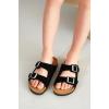 imageProject Cloud Genuine Leather Slides For Kids  Natural Cork Footbed Summer Sandals Beach Slide Sandals for Girls ampamp Boys  NonSlip Boys ampamp Girls Sandals Little VenitaBlack Suede