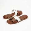 imageProject Cloud Genuine Leather Summer Sandals for Women 2025  Fashion Flat Womens Sandals with Memory Foam Insole Slides Sandals Women Footwear  Mules Womens Sandals JannelBrown White
