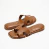imageProject Cloud Genuine Leather Summer Sandals for Women 2025  Fashion Flat Womens Sandals with Memory Foam Insole Slides Sandals Women Footwear  Mules Womens Sandals JannelCognac