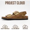 imageProject Cloud Genuine Leather Summer Sandals for Women 2025  Memory Foam Slingback Womens Sandals Comfortable and Non Slip Beach Slides with Big Buckle GardaTan