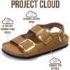 imageProject Cloud Genuine Leather Summer Sandals for Women 2025  Memory Foam Slingback Womens Sandals Comfortable and Non Slip Beach Slides with Big Buckle GardaTan