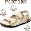 imageProject Cloud Genuine Leather Summer Sandals for Women 2025  Memory Foam Slingback Womens Sandals Comfortable and Non Slip Beach Slides with Big Buckle GardaBeige