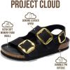 imageProject Cloud Genuine Leather Summer Sandals for Women 2025  Memory Foam Slingback Womens Sandals Comfortable and Non Slip Beach Slides with Big Buckle GardaBlack