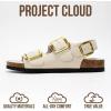 imageProject Cloud Genuine Leather Summer Sandals for Women 2025  Memory Foam Slingback Womens Sandals Comfortable and Non Slip Beach Slides with Big Buckle GardaBeige