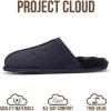imageProject Cloud Genuine Sheepskin Upper Mens Slippers  Memory Foam Scuff House Slippers and NonSlip Comfortable Fall Men Footwear ColinNavy Suede