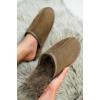 imageProject Cloud Genuine Sheepskin Upper Mens Slippers  Memory Foam Scuff House Slippers and NonSlip Comfortable Fall Men Footwear ColinTaupe