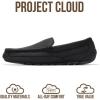 imageProject Cloud Genuine Suede Mens Slippers  Memory Foam Insole Moccassins Loafers for Men Shoes Indoor and Outdoor Use  Lightweight NonSlip House Shoes OswinBlack Leather