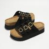 imageProject Cloud Genuine Suede Platform Sandals Women Footwear  Comfortable Wedges with Memory Foam Insole  Non Slip 3Strap Summer Sandals for Women 2025 DyanBlack
