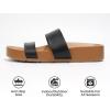 imageProject Cloud Memory Foam Slide Sandals Women Footwear  Lightweight Twostrap and NonSlip Vegan Leather Platform Slides  Summer Sandals for Women 2025 HILLTOPBlack