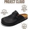 imageProject Cloud Mens Clogs  Full Grain Genuine Leather Memory Foam Clogs for Men Arch Support Cork Footbed  Non Slip Platform Mules BrooklynBlack