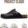 imageProject Cloud Mens Clogs  Full Grain Genuine Leather Memory Foam Clogs for Men Arch Support Cork Footbed  Non Slip Platform Mules BrooklynBlack