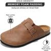 imageProject Cloud Mens Clogs  Full Grain Genuine Leather Memory Foam Clogs for Men Arch Support Cork Footbed  Non Slip Platform Mules BrooklynCognac Distressed