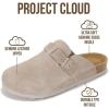 imageProject Cloud Mens Clogs  Full Grain Genuine Leather Memory Foam Clogs for Men Arch Support Cork Footbed  Non Slip Platform Mules BrooklynDusty Grey Suede