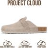 imageProject Cloud Mens Clogs  Full Grain Genuine Leather Memory Foam Clogs for Men Arch Support Cork Footbed  Non Slip Platform Mules BrooklynDusty Grey Suede
