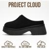 imageProject Cloud Platform Clogs for Women Footwear  Memory Foam and NonSlip Genuine Suede Slipon Mules Shoes Comfortable Stylish Closed Toe Clogs for Women 2025 JohnnaBlack