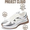 imageProject Cloud Trendy Sneakers for Women  Memory Foam and NonSlip Comfortable Casual Ladies Shoes for Womens Fashion Sneakers  Lightweight Laceup Shoes LeccoSilver
