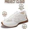 imageProject Cloud Trendy Sneakers for Women  Memory Foam and NonSlip Comfortable Casual Ladies Shoes for Womens Fashion Sneakers  Lightweight Laceup Shoes LeccoWhite Mesh