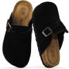 imageProject Cloud Clogs for Kids  Genuine Leather Kids Clogs with Cork Footbed Arch Support  NonSlip Slippers ampamp Sandals for Boys ampamp Girls FootwearBlack Suede